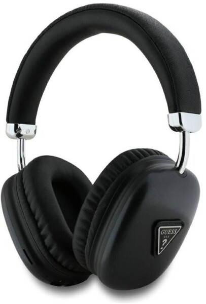 Guess Słuchawki nauszne Guess Bluetooth 5.3 Metallic Triangle Logo Čierny
