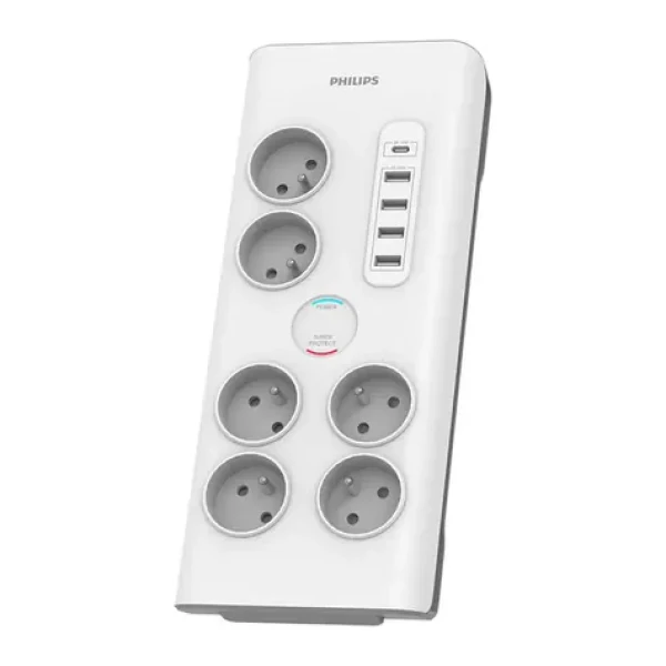 Philips SPN7060WA/60 biela / Prepäťová ochrana / 6 zásuviek amp; 4x USB-A amp; 1x USB-C (SPN7060WA/60)