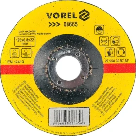 Vorel Brúsny kotúč na kov 125 x 22 x 6,8 mm vypuklý / Brúsny kotúč / na oceľ / hrúbka 6,8 mm