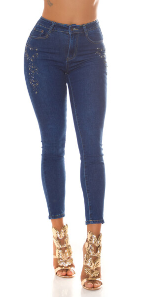 Sexy Dark Denim Push-Up Jeans with glitter details denimblue 44