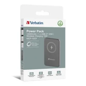 Verbatim Charge 'n' Go šedá / Magnetická bezdrôtová powerbanka / 10000 mAh / USB-C / MagSafe / 15-20W (32249)