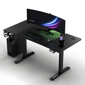 Ultradesk LEVEL V2 zelená / Herný elektricky nastaviteľný stôl / 140 x 68 x 72-117 cm / držiak slúchadielnápojov (UDESK-LVA-GN)