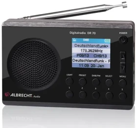 Albrecht DR 70 čierna / Prenosné rádio / FM / DAB+ / svietidlo (150220040013)