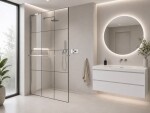 CERANO - Sprchová zástena Walk-in Onyx L-ľavá vzpera - 8 mm + polička/držiak na uteráky - chróm, industriálne sklo - 140x200 CER-8050BD1365
