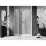 MEXEN/S - Lunar L sprchové dvere krídlové ľavé 140, transparent, zlatá 834L-140-000-50-00-L