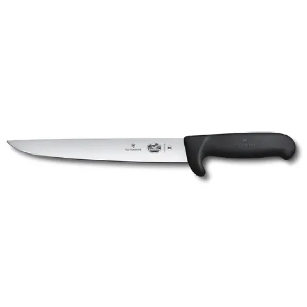 VICTORINOX Fibrox Vykrvovací nôž čierny / Vykrvovací nôž / 22 cm / hladké ostrie / bezpečnostná špička (5.5503.22L)