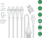 4smarts 541024 biely / USB kábel / USB-A + USB-C - 2x USB-C + Lightning + microUSB / 1,2 m (541024)