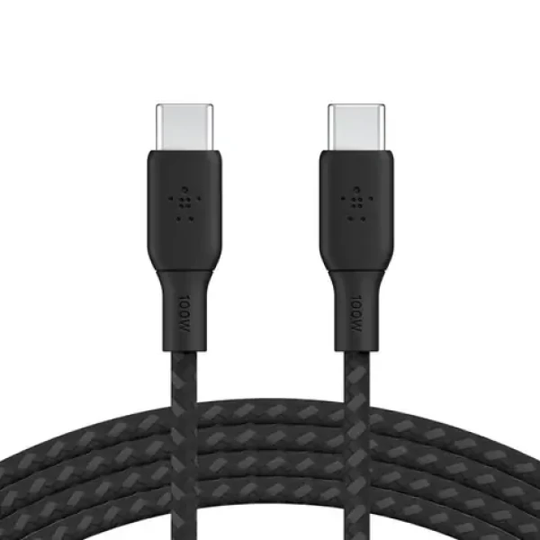 Belkin BOOST CHARGE kábel opletený USB-C na USB-C čierna / 100W / 3M (CAB014bt3MBK)