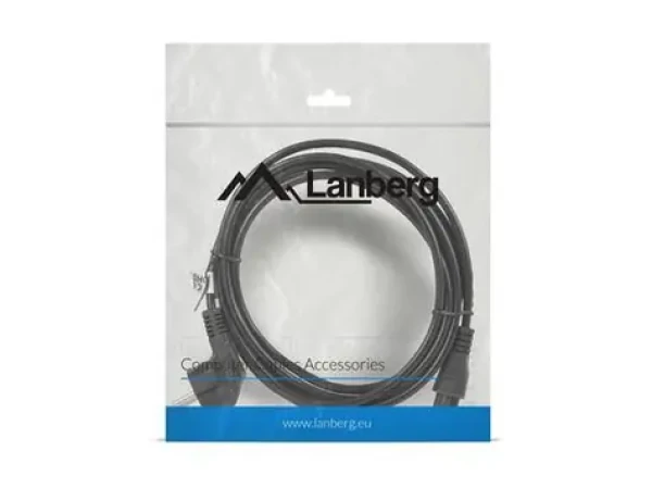 Lanberg CEE7/7 - C5 90° čierna / Napájací kábel / 3 m / VDE (CA-C5CA-11CC-003-BK)