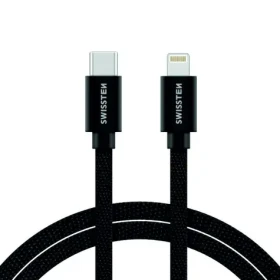 SWISSTEN TEXTILE dátový kábel USB-C - LIGHTNING 2m čierna (71529201)