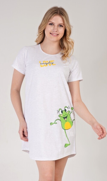 Dámska nočná košeľa s krátkym rukávom Frog světle šedá M