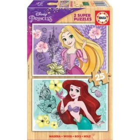 Educa Drevené puzzle Disney princeznej: Locika a Ariel