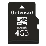INTENSO 4GB / Pamäťová karta / MicroSDHC / Class 4 / 20 MB/s / vr. SD adaptéra (3403450)