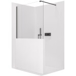 CERANO - Sprchová zástěna Walk-in Onyx Half Cube L/P - 8 mm - hranatá vzpěra - černá matná, transparentní sklo - 90x100 CER-978622
