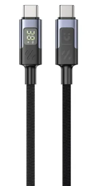 Unitek nabíjací kábel USB-C - USB-C s displejom čierna / Nabíjací kábel / PD 60W / opletený / 3 m (C14158ABK01-3M)