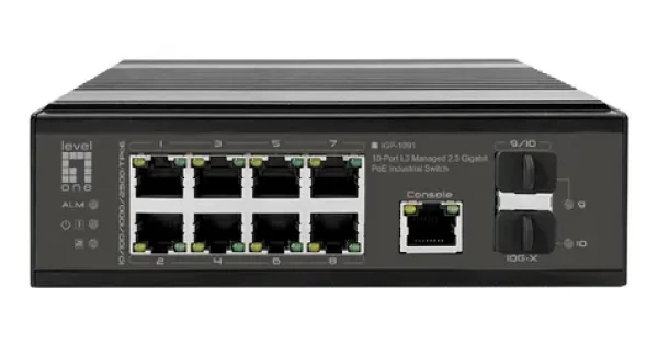 LevelOne IGP-1091 / Priemyselný switch / 8x 2,5G PoE+ / 2x 10G SFP+ / 480W PoE / Managed L3 / DIN (IGP-1091)