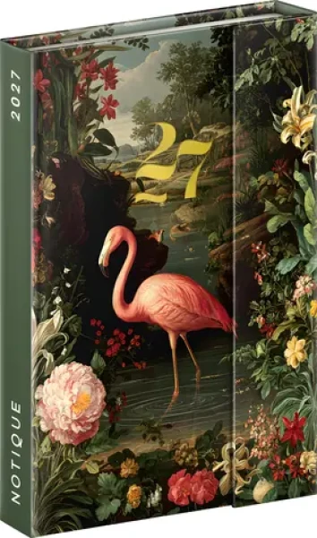 NOTIQUE Flamingo 2027 / Týždenný diár / magnetické uzatváranie / anglická verzia / 11 x 16 cm