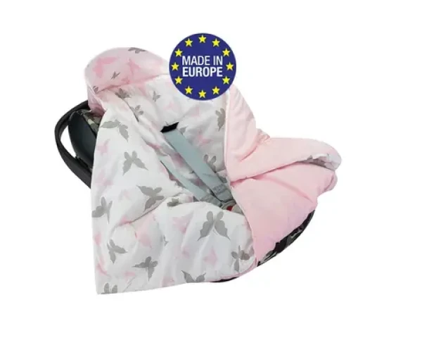 Bomimi Zavinovacia deka do autosedačky VELVET motýliky, ružová (BO2307PIK014)