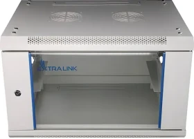 Extralink EX.8567 sivá / Nástenný rozvádzač / 19" / 6U / 600x600 mm / sklenené dvere (EX.8567)