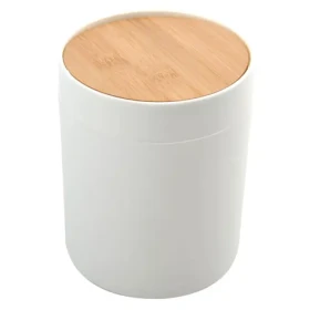 Spirella ALAIS výklopný kôš 2.5 L biely/plast/s bambusovým vekom (7610583225757)