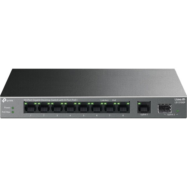 TP-LINK LS1210GP / Switch / 20 Gbps / 9x GLAN / 1x SFP / PoE+ (LS1210GP)