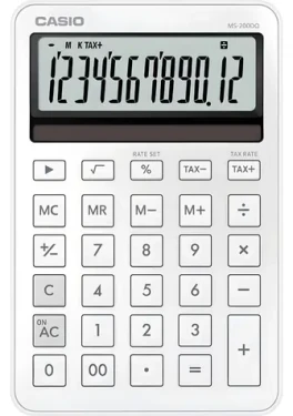 Casio MS-200DQ-WE / Stolová kalkulačka / 12-miestny LCD displej / výpočet DPH a marže / solárne/batérie (MS-200DQ-WE)