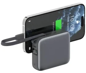 4smarts Pocket Dual Cord 10000mAh sivá / Powerbanka / 22,5 W / integrovaný kábel USB-C 15 cm / USB-A + USB-C (541625)