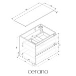 CERANO - Kúpeľňová skrinka Carole - betónovo šedá + doska pod umývadlo z lit. mramoru Elanys - 12 mm - biela matná - 60x49,2x46 CER-8050BD85512