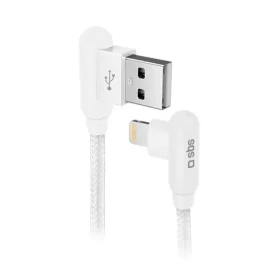SBS kábel s kovovými konektormi 90 ° USB - Lightning 1m biela (TECABLE90LIGK)