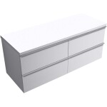 CERANO - Kúpeľňová skrinka Velora - biela matná, úchytka chrómová + doska pod umývadlo Navira Pro - 36 mm - 140x56,6x46,5 CER-668534