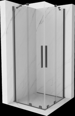 MEXEN/S - Velar Duo sprchovací kút, posuvné dvere 80 x 80, transparent, grafit metal 871-080-080-02-95
