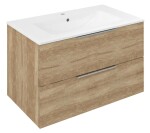 SAPHO - CIRASA kúpeľňová skrinka 80cm CIRASA s umývadlom a LED zrkadlom, 2 zásuvky, dub Alabama KSET-104