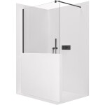 CERANO - Sprchová zástěna Walk-in Onyx Half Round L/P - 8 mm - kulatá vzpěra - černá matná, transparentní sklo - 120x100 CER-681589