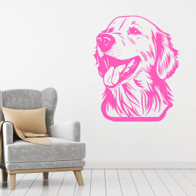 Veselá Stena Samolepka Zlatý retriever Farba: růžová, Veľkosť: 100 x 81 cm