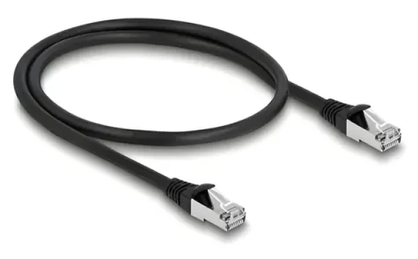 DeLock / Sieťový kábel / Cat.6A S/FTP / PUR vonkajší / RJ45 - RJ45 / 0,5 m / čierny (80133)