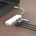 J5Create Eco-Friendly USB-C Hub biela / USB hub / 4X USB-A + USB-C / recyklovaný plast (JCH342EW-N)