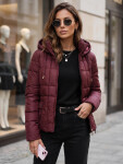 Dámska prešívaná bunda s kapucňou, bordová, FashionStreet TY5859 XL