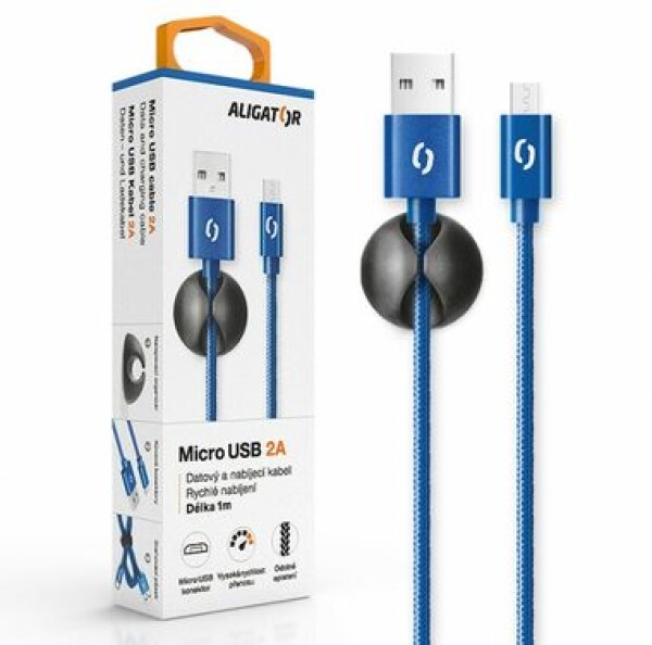 Aligator Premium Dátový kábel 2A Micro USB modrá (DATKP13)