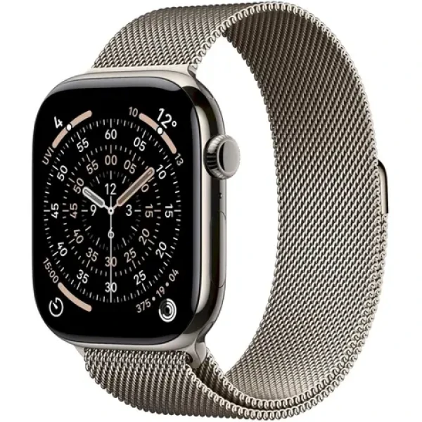 Apple Watch Series 11 GPS+Cellular 46mm Titanové telo - Prírodný milánsky ťah S/M / 130-180 mm (MFCY4MP/A)