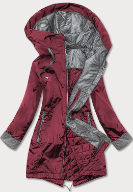 Dámská bunda ve vínové bordó barvě s ozdobnými manžetami model 17552942 - S'WEST Barva: odcienie czerwieni, Velikost: 50