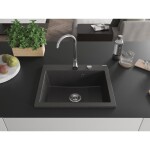 MEXEN MEXEN - Elix granitový drez 1-miska 600 x 500 mm, čierna kropenatá, sifón chróm 6525601005-76