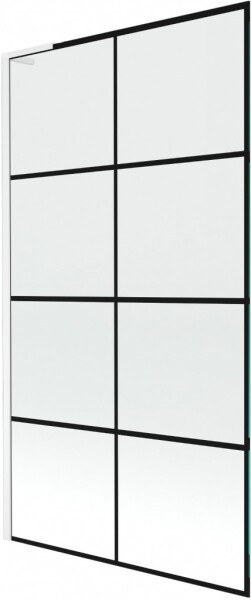 MEXEN/S - Next L vaňová zástena FIX 100 x 150, čierna vzor, biela 895-100-000-03-77-20