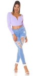 Sexy Highwaist Push Up Skinny Jeans ripped denimblue 40