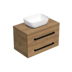 Kúpeľňová skrinka s čiernou úchytkou a krycou doskou SAT Cube Way 80x47, 5x46 cm dub Hickory mat CUBE46C803DH45 CUBE46C803DH45