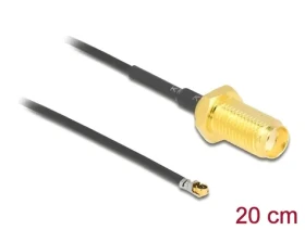 DeLock anténny pigtail SMA-MHF 20cm / Pigtail / SMA zásuvka - MHF vidlica / dĺžka 20 cm (12662)
