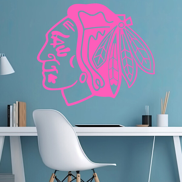 Veselá Stena Samolepka Hokejový tím Chicago Blackhawks Farba: růžová, Veľkosť: 100 x 87 cm