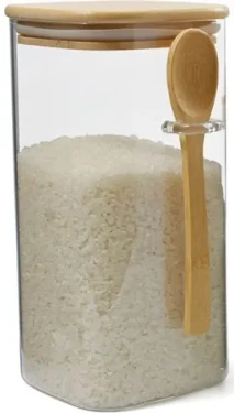 Maxxo Dóza na potraviny Bamboo 1200 ml / Borosilikátové sklo / Bambusové viečko a lyžička / 21 x 10 x 12 cm (100002104270)