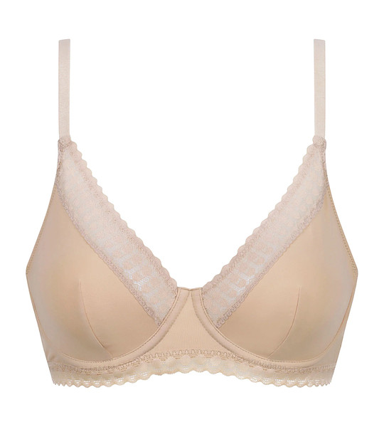 Dámska čipkovaná podprsenka s kosticami DIM DAILY MICRO FOULARD BRA - DIM - nude 90 E