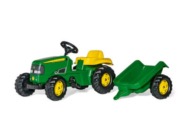 Rollytoys Šliapací traktor Rolly Kid J.Deere s vlečkou - zelená