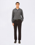 Armedangels Mouliné Knit Long-Sleeved Polo 105 black-1609 oatmilk XL